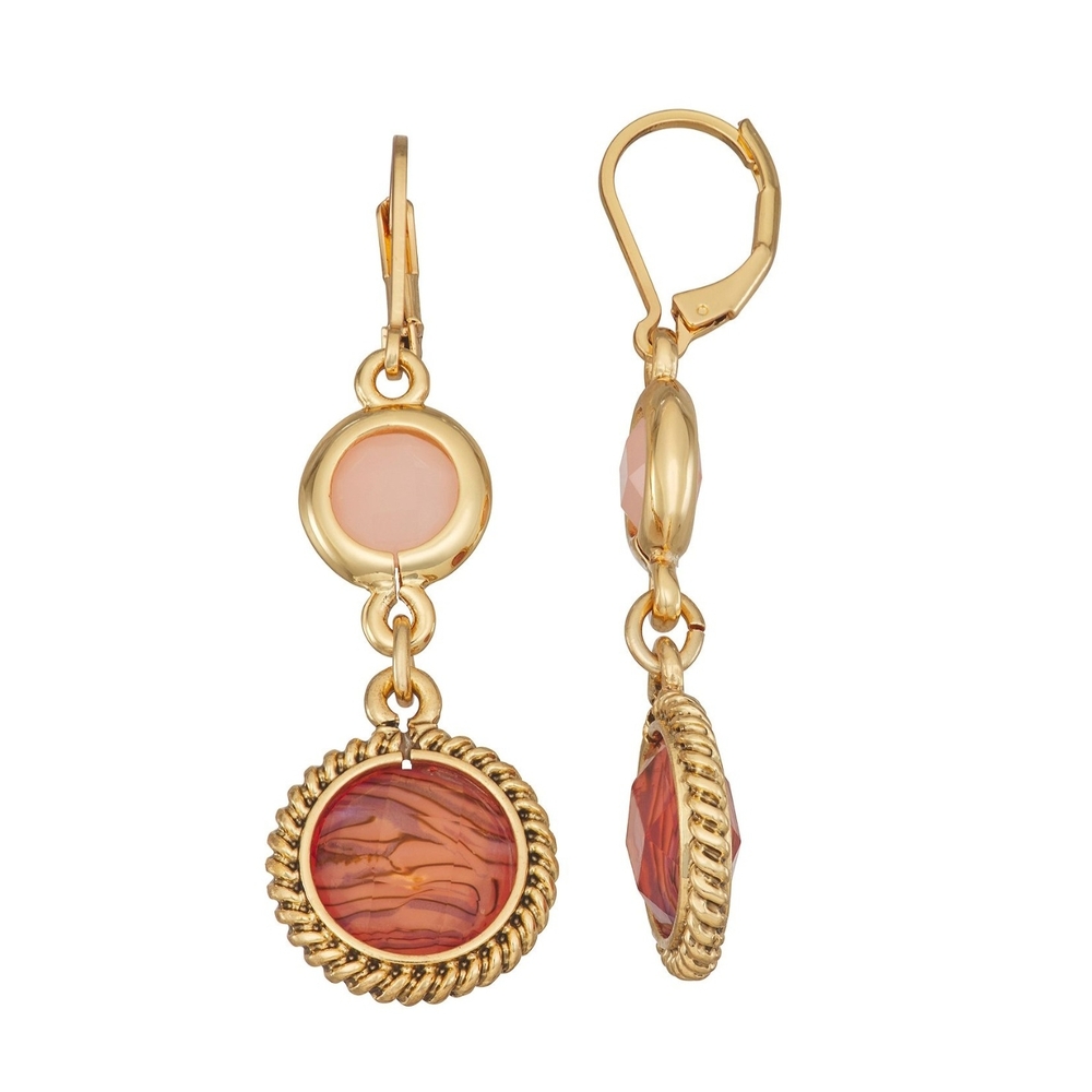 Napier Gold and Pink Vintage-Inspired Earrings